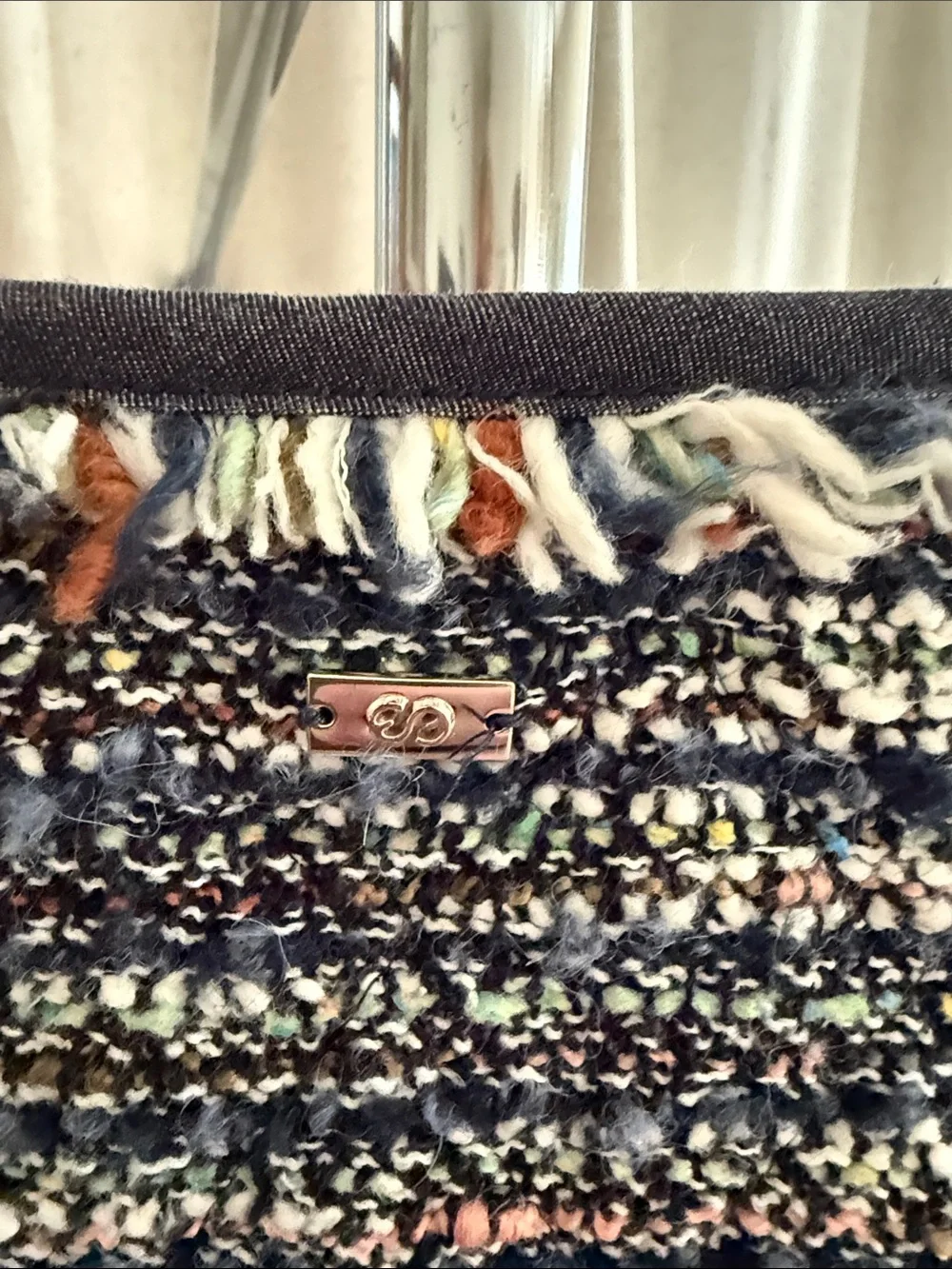 Escada Navy Bouclé Tweed Jacket with Multi-Color Flecks